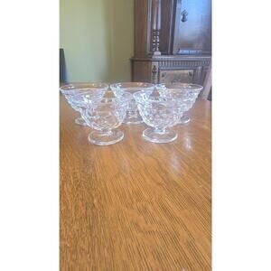 Set 6 Clear Fostoria Glass Dessert Sherbet Bowls Footed Pedestal Cups Ice Cream